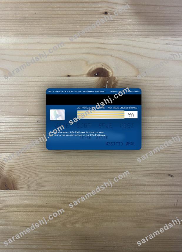 USA PNC bank visa signature card photolook back
